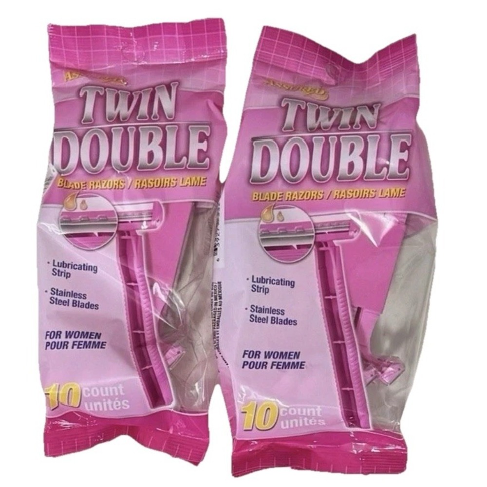 2 Pack Assured Woman Twin Double Blade Disposable Razor 10 Count Pack Total 20
